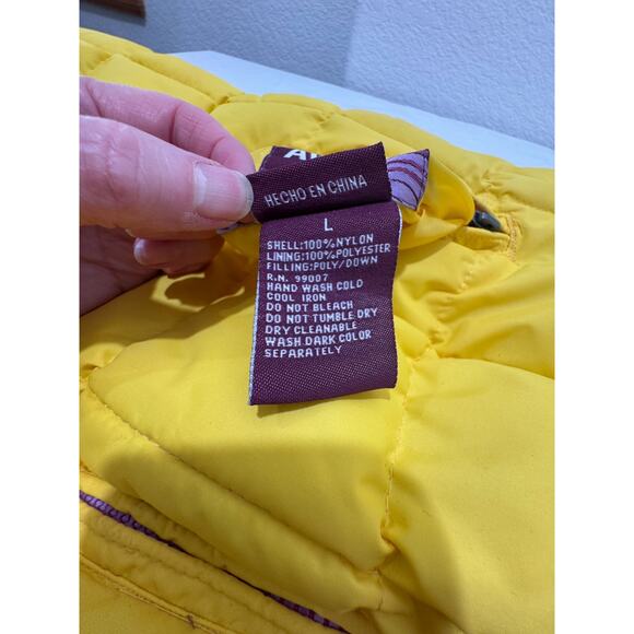 Down Avalon Femme Los Angeles Womens L Puffer Vest Yellow Pink Zip Reversible - Picture 5 of 14